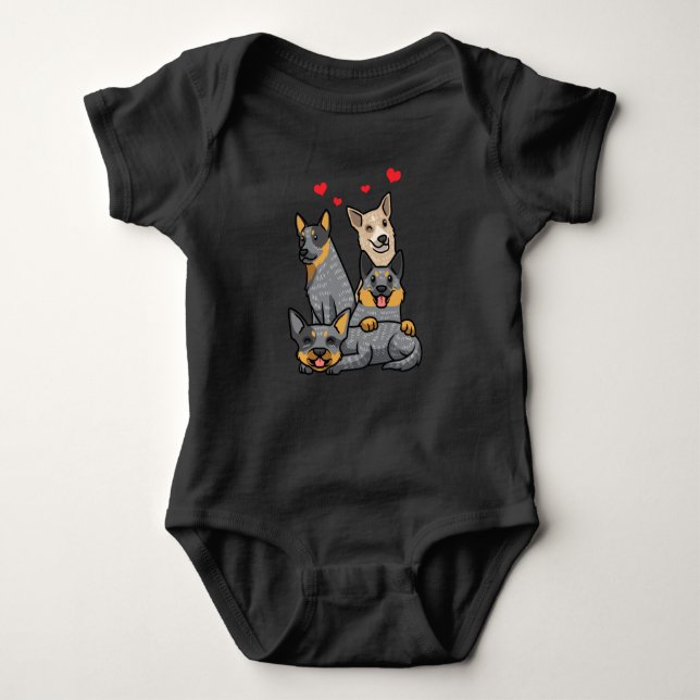 Cute Australian Cattle Dog Heeler Baby Bodysuit (Front)