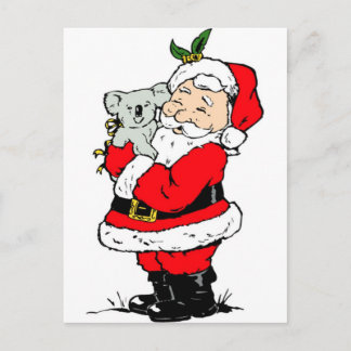 Cute Australian Christmas Santa with koala Holiday Postcard