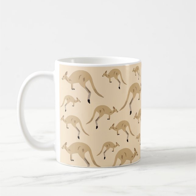 Cute Australian Kangaroo Pattern Coffee Mug (Left)