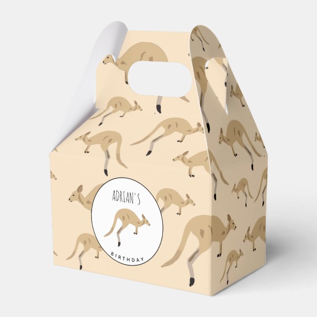 Cute Australian Kangaroo Pattern Kids Birthday Favour Box (Front Side)