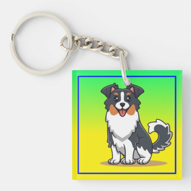 Cute Australian Shepherd-23144 Key Ring (Front)