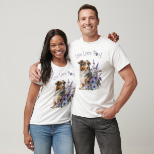 Cute Australian Shepherd Dog Floral T-Shirt