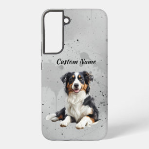 Cute Australian Shepherd Dog Pet Custom Name Samsung Galaxy Case