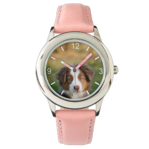 Cute Australian Shepherd Dog Puppy - dial-plate   Watch