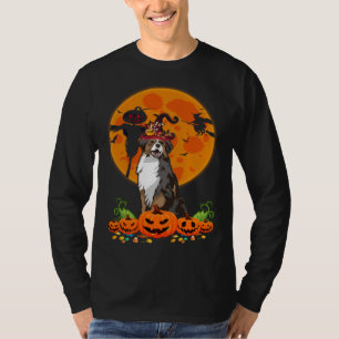 Cute Australian Shepherd Dog Witch Pumpkin Hallowe T-Shirt