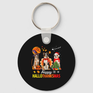 Cute Australian Shepherd Happy Hallothanksmas Xmas Key Ring