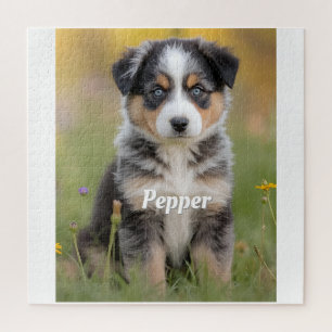 Cute Australian Shepherd Personalised Jigsaw Puzzle