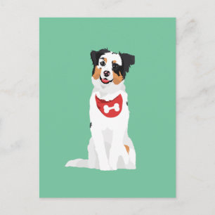 Cute Australian Shepherd Puppy with Red Bandanna Postcard