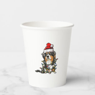 Cute Australian Shepherd Santa Christmas Tree Ligh Paper Cups