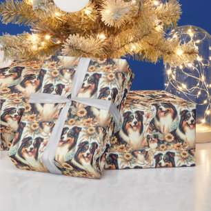 Cute Australian Shepherd Vintage Painting Wrapping Paper