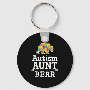 Cute Autism Awareness Aunt Bear Key Ring