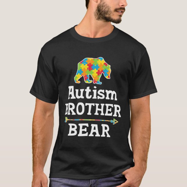 Cute Autism Awareness Brother Bear Slim Fit T-Shirt (Front)