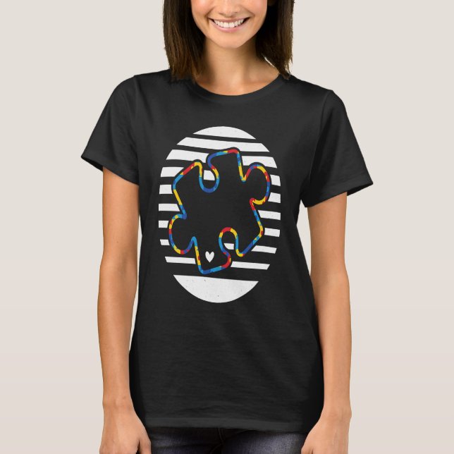 Cute Autism Awareness Day Puzzles 70s T-Shirt (Front)