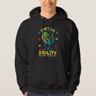 Cute Autism Awareness Dinosaur Trex Puzzle Pieces Hoodie
