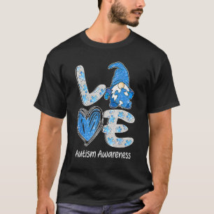 Cute Autism Awareness Love Nordic Gnome Glitter Pu T-Shirt