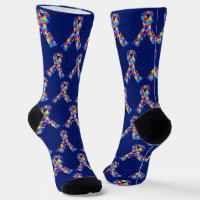 Cute Autism Awareness Ribbon Royal Blue Pattern