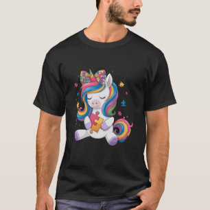 Cute Autism Awareness Toddler Girl Bow Unicorn Puz T-Shirt