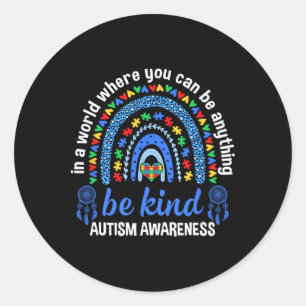 Cute Autism Mum Women Men Autism Awareness Be Kind Classic Round Sticker