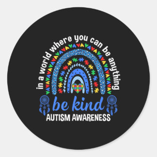 Cute Autism Mum Women Men Autism Awareness Be Kind Classic Round Sticker