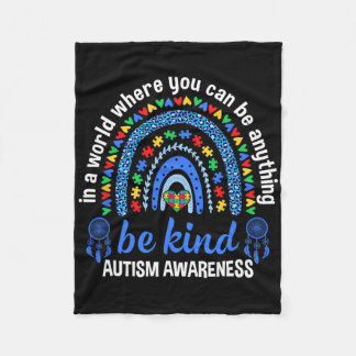 Cute Autism Mum Women Men Autism Awareness Be Kind Fleece Blanket