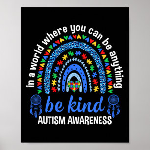 Cute Autism Mum Women Men Autism Awareness Be Kind Poster