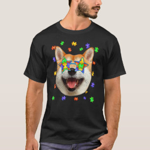Cute Autism Shiba Inu Dog Puzzle Sunglasses Pet Ow T-Shirt