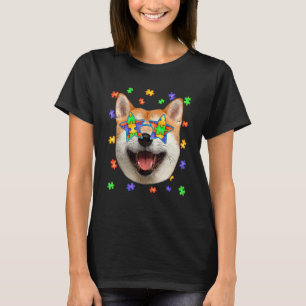 Cute Autism Shiba Inu Dog Puzzle Sunglasses Pet Ow T-Shirt