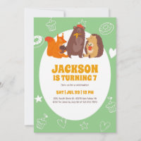 Cute Autumn Animals Bear Squirrel Kids Birthday