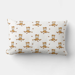 Cute Autumn Babies in Falling Leaves Pattern Lumbar Cushion