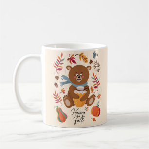 Cute autumn baby bear with honey and custom text coffee mug