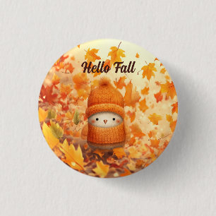 Cute Autumn Bird Dressed for Fall 3 Cm Round Badge