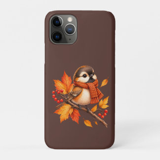 Cute Autumn Bird with Cosy Scarf – Fall Leaves Case-Mate iPhone Case