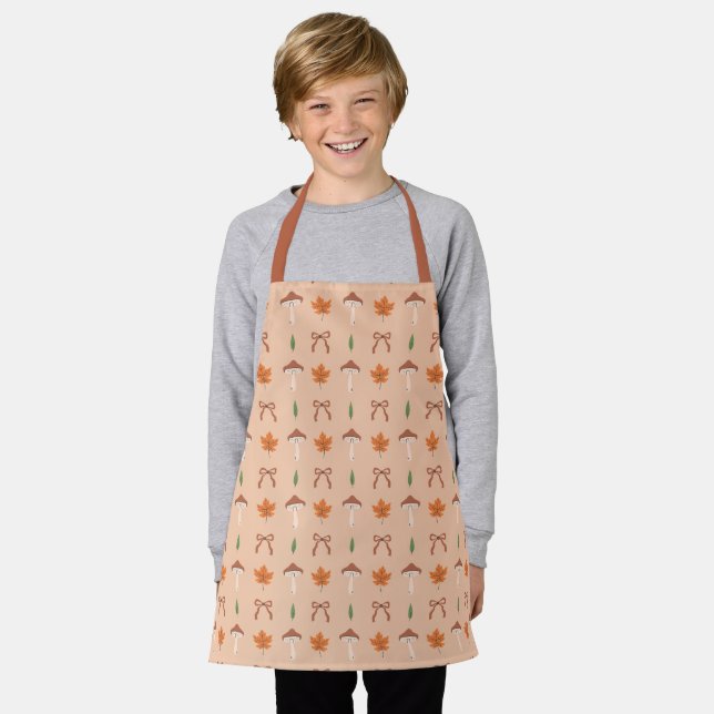 Cute Autumn Bow Pattern Apron (Worn)