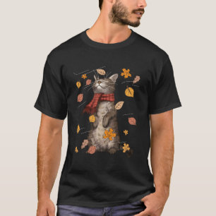Cute Autumn Cat Fall Breeze Kitten Kitty Cat Lover T-Shirt