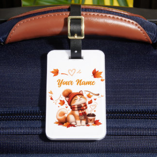 Cute Autumn Cat Luggage Tag
