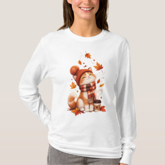 Cute Autumn Cat T-Shirt | Cosy Fall Kitten Tee