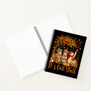 Cute Autumn Cats Leaves Pumpkin "It's Fall Y'All" Notebook