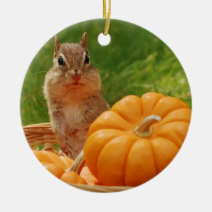 Cute Autumn Chipmunk Ceramic Tree Decoration