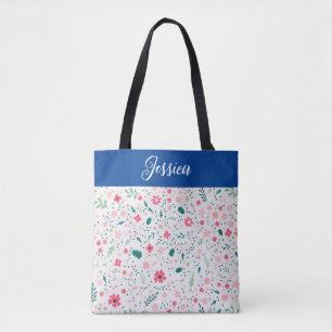 Cute Autumn Colourful Illustrated Floral Pattern Tote Bag