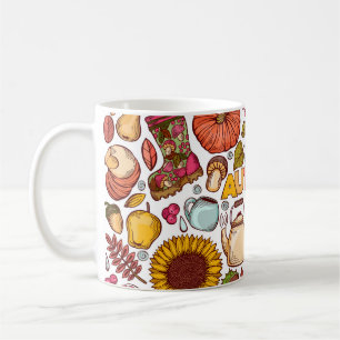 Cute Autumn Elements Hand Drawn Coffee Mug