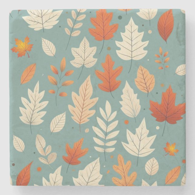 Cute autumn/fall leaves stone coaster (Front)