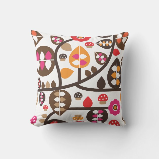 Cute autumn flower leaf toad retro pattern cushion (Front)