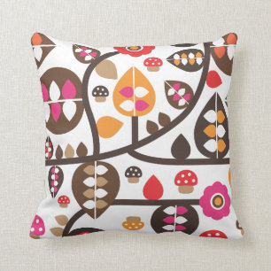 Cute autumn flower leaf toad retro pattern cushion