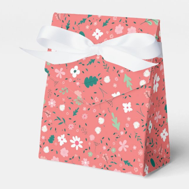 Cute Autumn Flowers Illustration Floral Pattern Favour Box (Front Side)