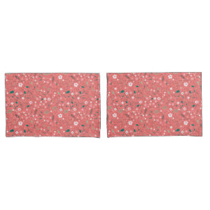 Cute Autumn Flowers Illustration Floral Pattern Pillowcase