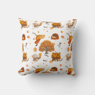 Cute Autumn Forest Animals Seamless Pattern Throw Cushion