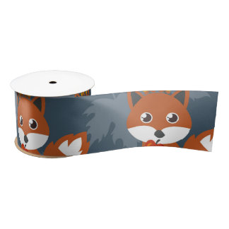 Cute Autumn Fox Pattern Satin Ribbon