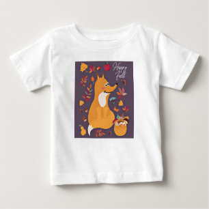 Cute autumn fox with custom text  baby T-Shirt