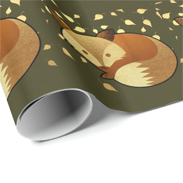 Cute Autumn Fox Wrapping Paper (Roll Corner)