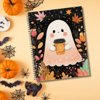 Cute Autumn Ghost with Pumpkin Coffee – Cosy Fall 